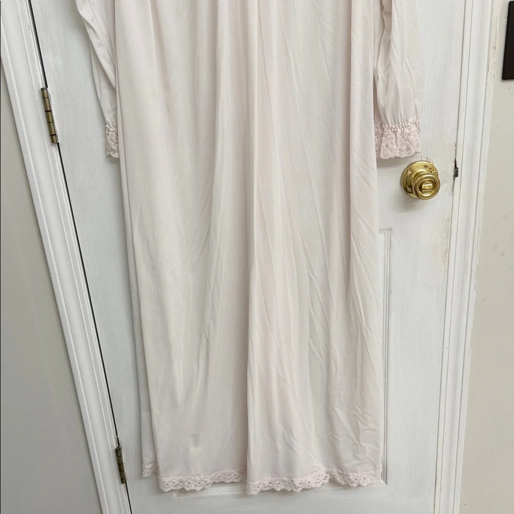 Vintage Shadowline Romantic Lace Nightgown Robe Blush Pink Maxi Lingerie Dress